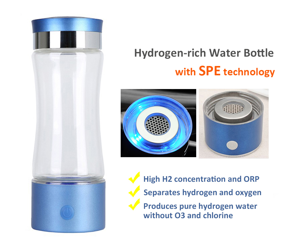 2018 New SPE Hydrogen Water Generator Water Ionizer Bottle 380ml with SPE membrane low ORP